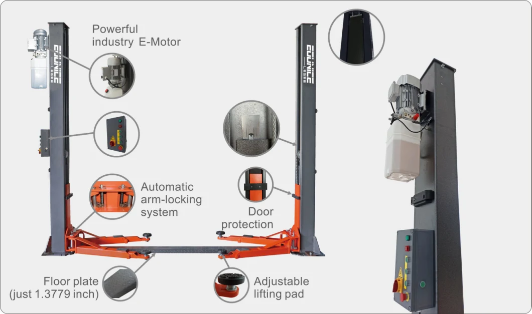 Vehicles Base Plate Two Auto Post Car Lift Equipment Hoist for Automobile Car Lift Single Post Lift