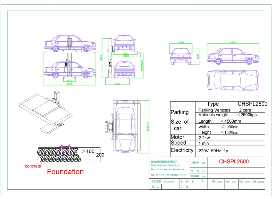 Cheap High Quality Home Garage Auto Stacker Hydraulic 2 Vehicles Stacking Park System Double Level One Two Four Post Single Column Car Elevator Parking Lift