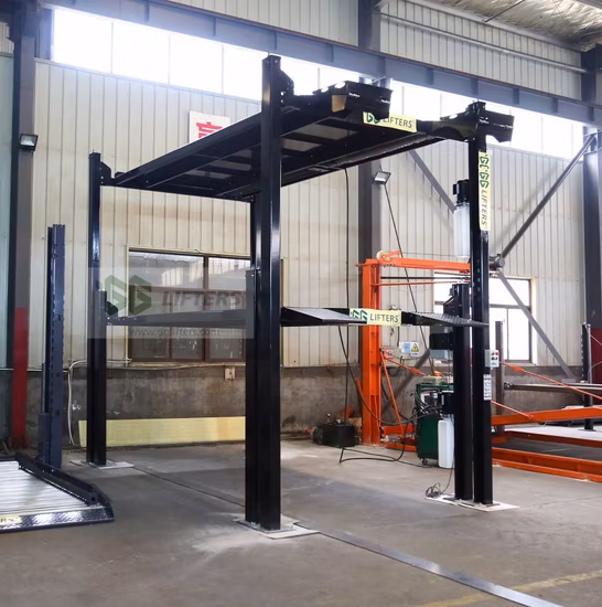 Двойной четырехстоечный грузовой погрузчик с вертикальным конвейерным лифтом для строительства склада, лифта для парковки автомобилей